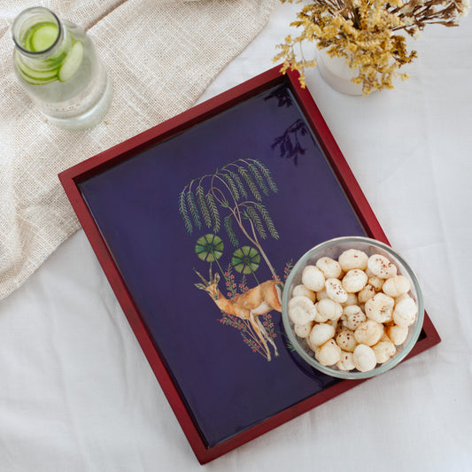 Pichwai Hiran Tray – A Tribute to Grace and Tradition