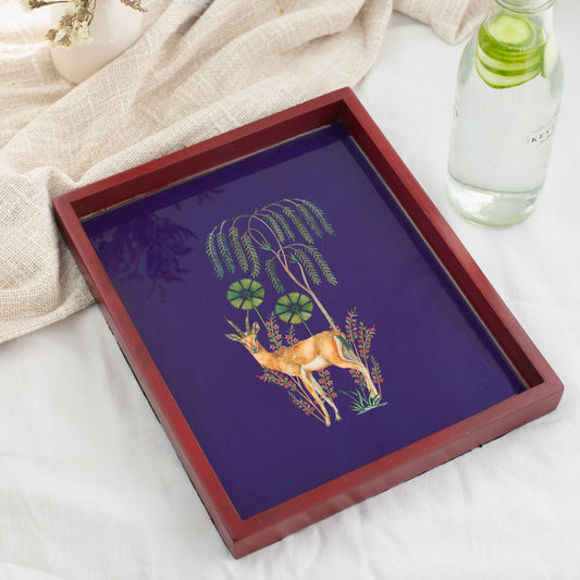 Pichwai Hiran Tray – A Tribute to Grace and Tradition