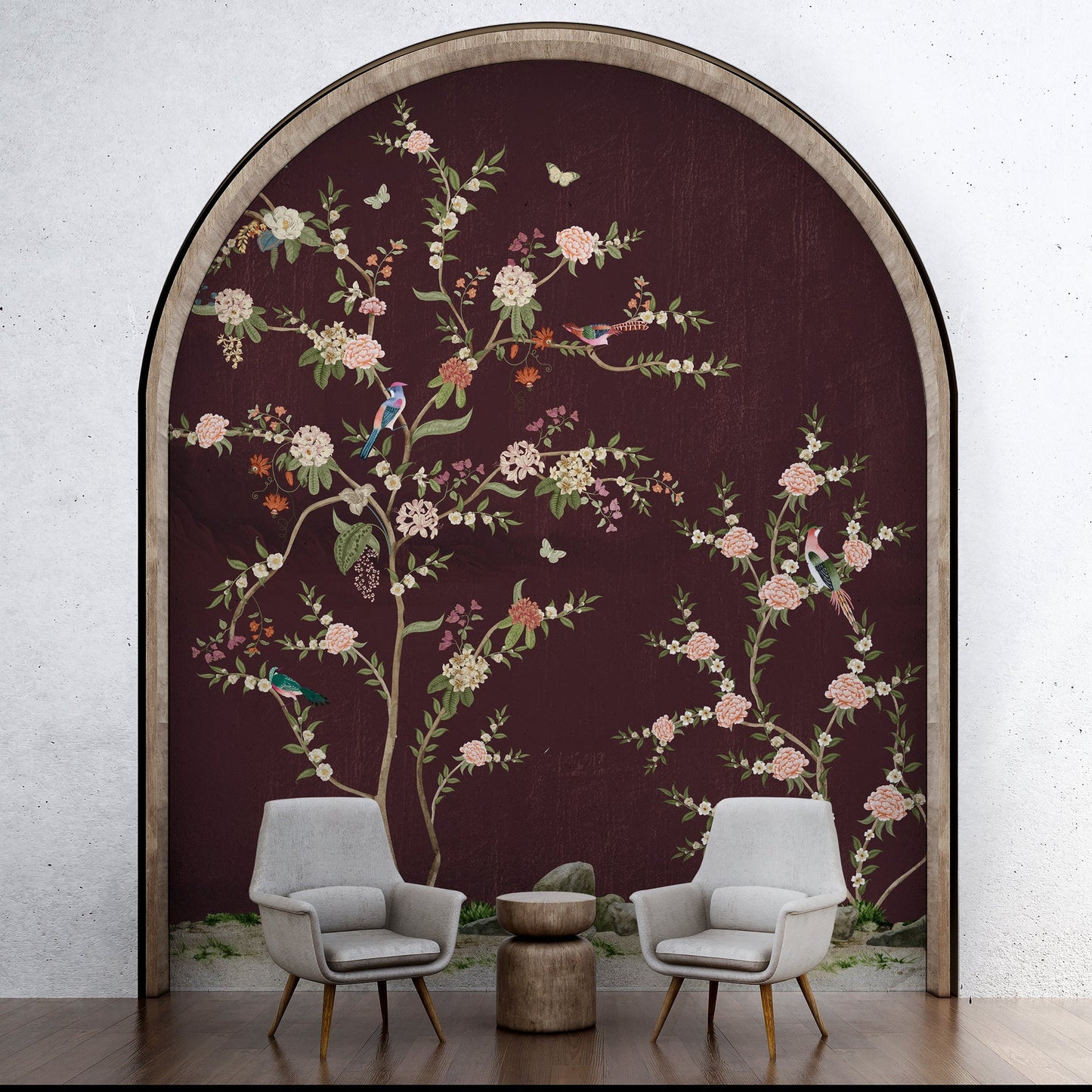 Garden Of Tranquility Maroon | Chinoiseries | My Space of Joy