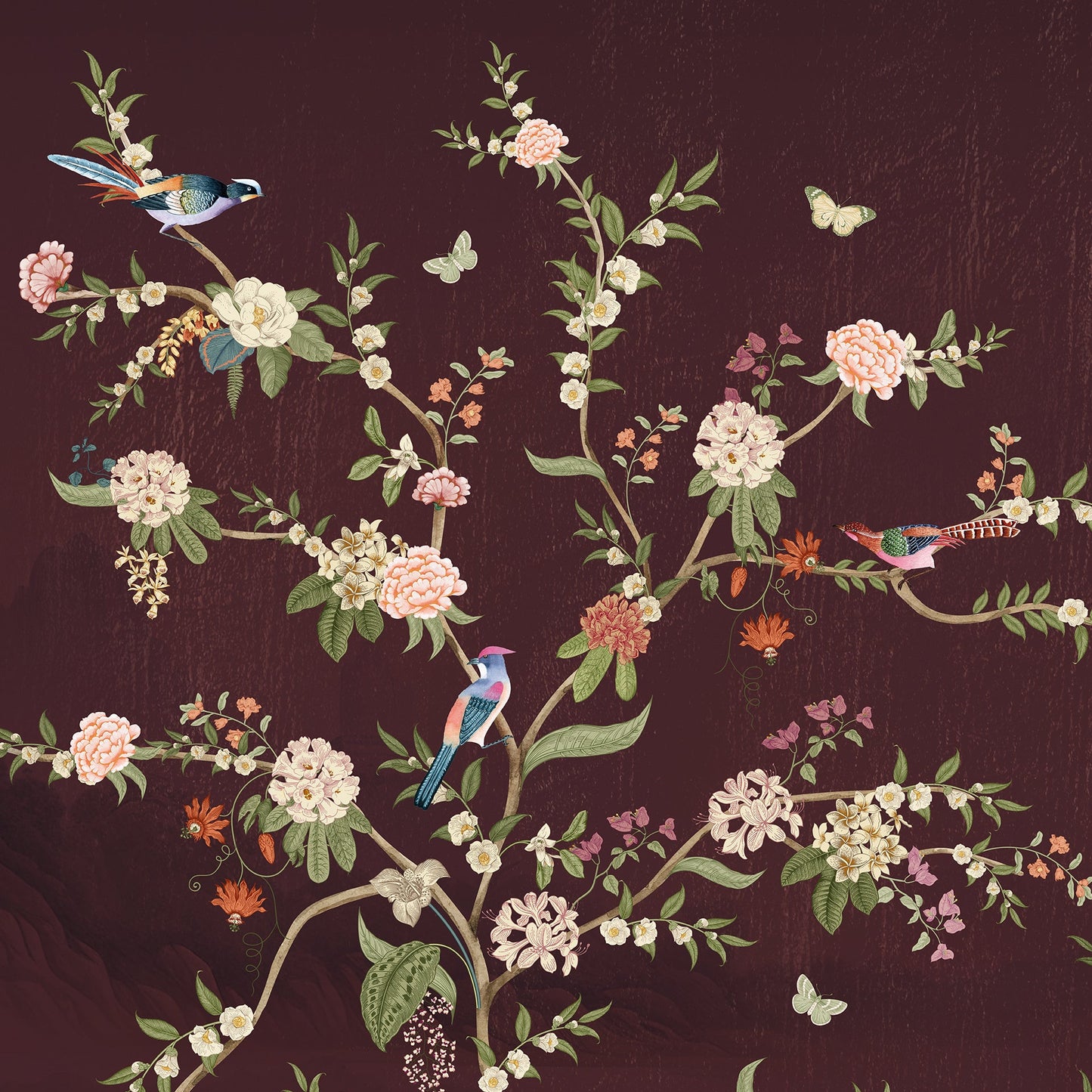 Garden Of Tranquility Maroon | Chinoiseries | My Space of Joy