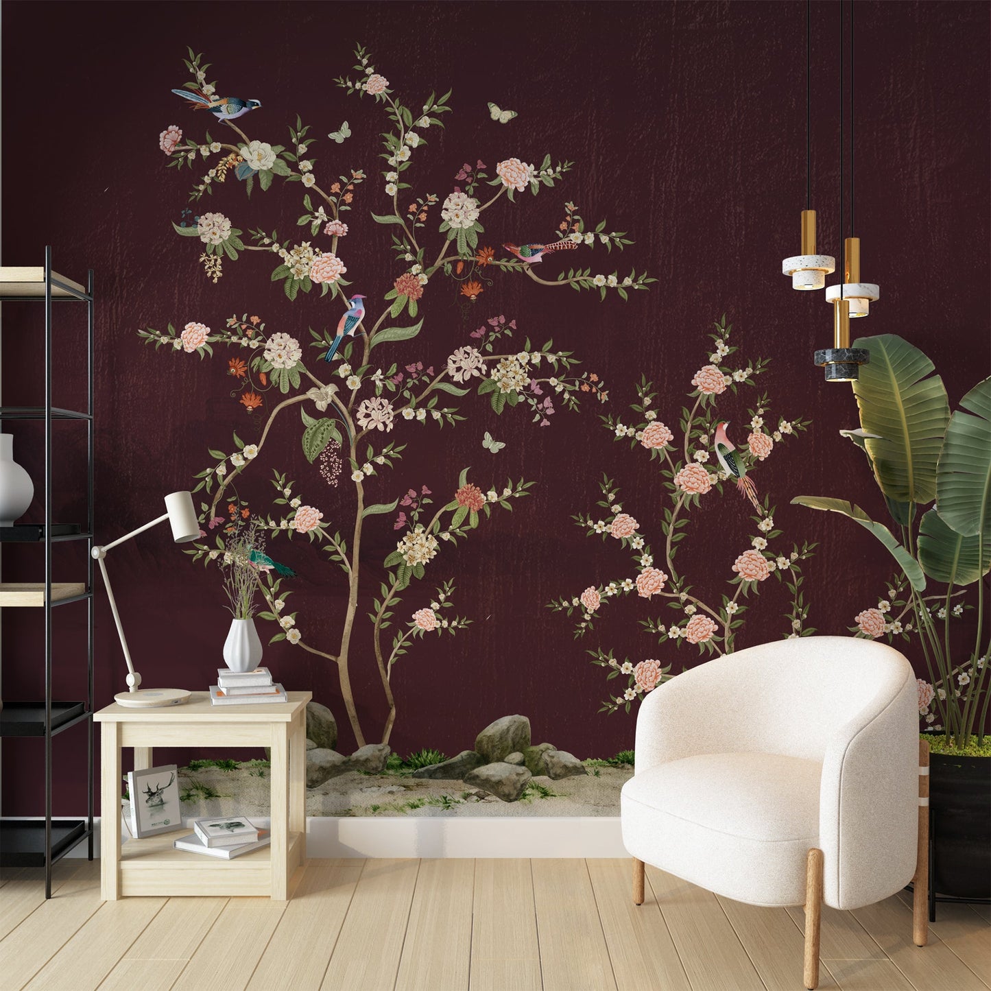 Garden Of Tranquility Maroon | Chinoiseries | My Space of Joy
