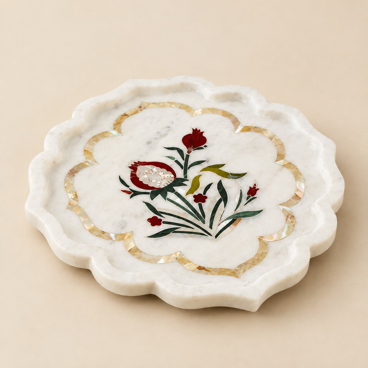 Pomegranate Inlay Marble Platter