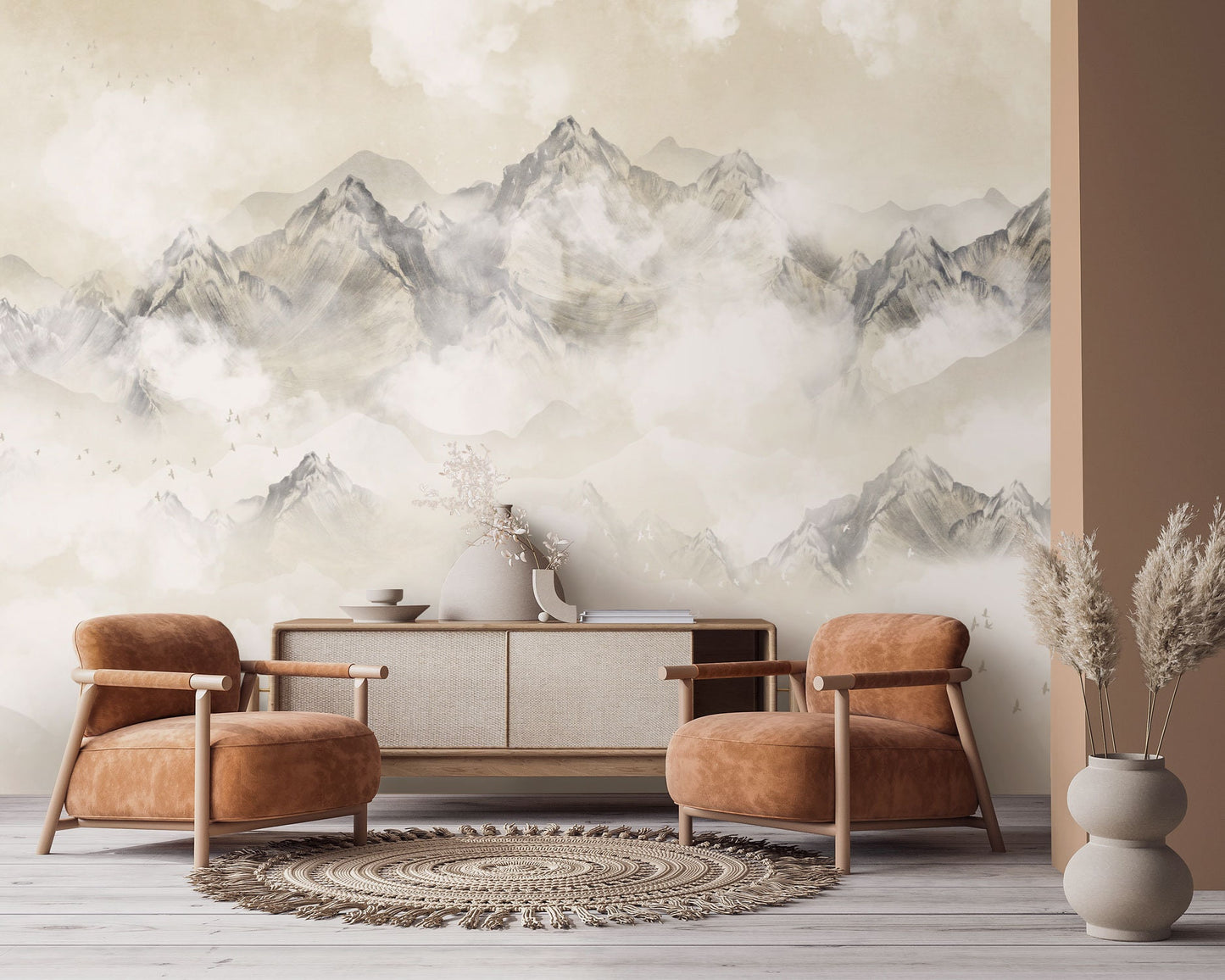 Ombre Mountain | Scenic Painting Wallpaper