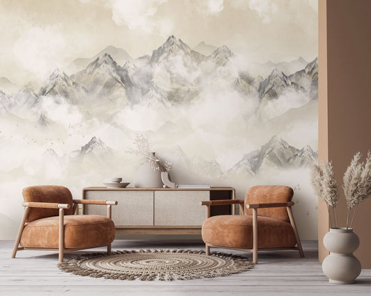 Ombre Mountain | Scenic Painting Wallpaper