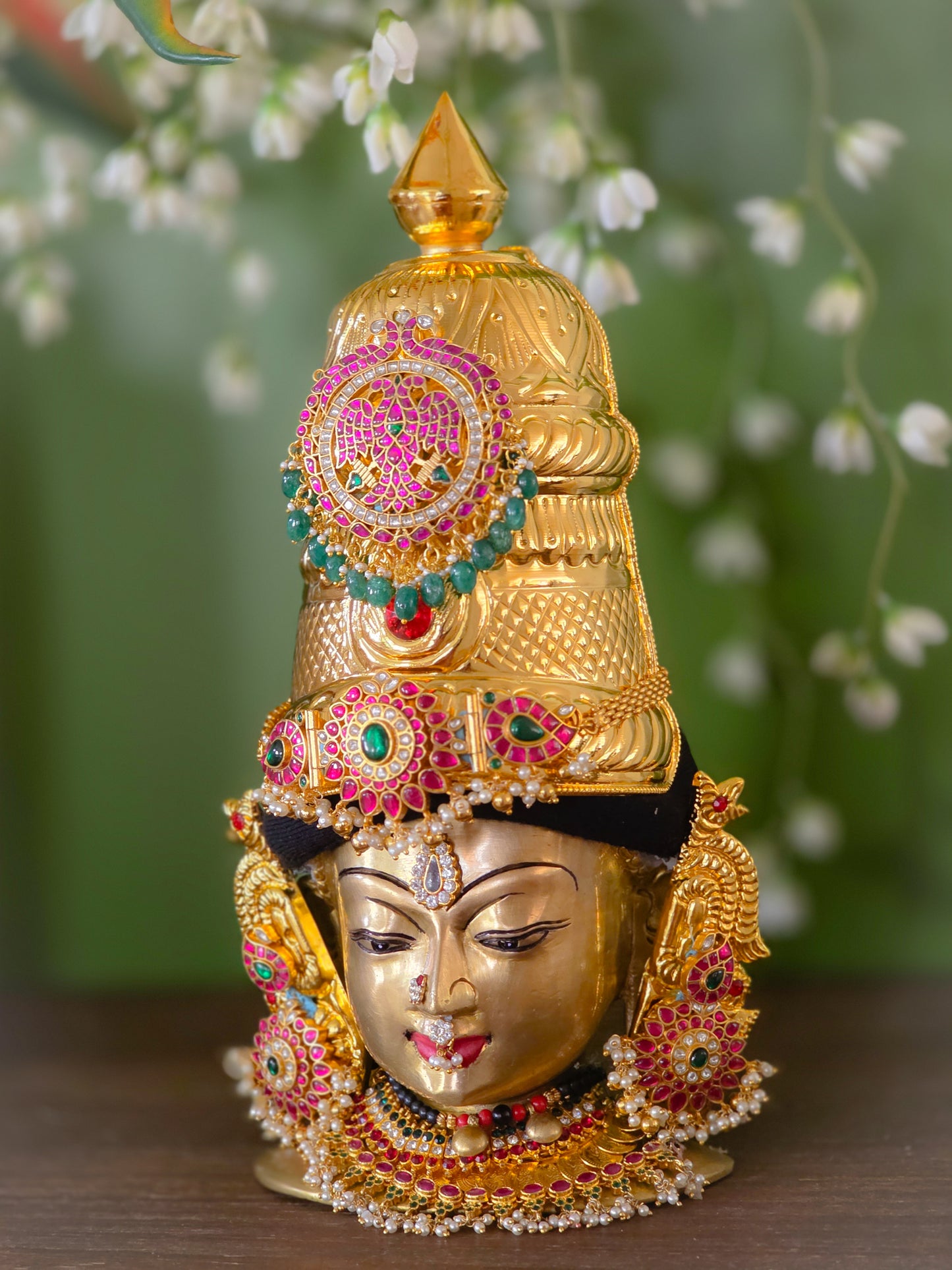 Raja Mukutam - Brass Jadau Crown Set