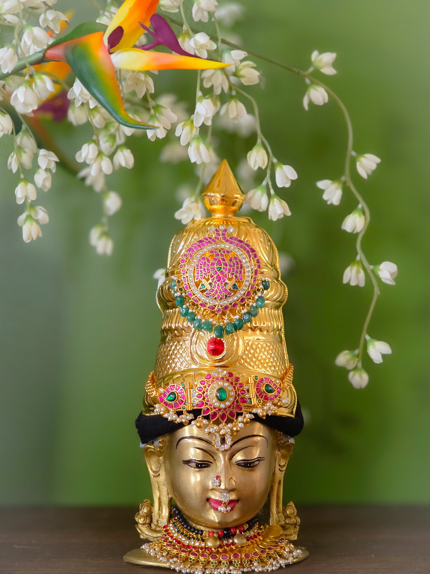 Raja Mukutam - Brass Jadau Crown Set