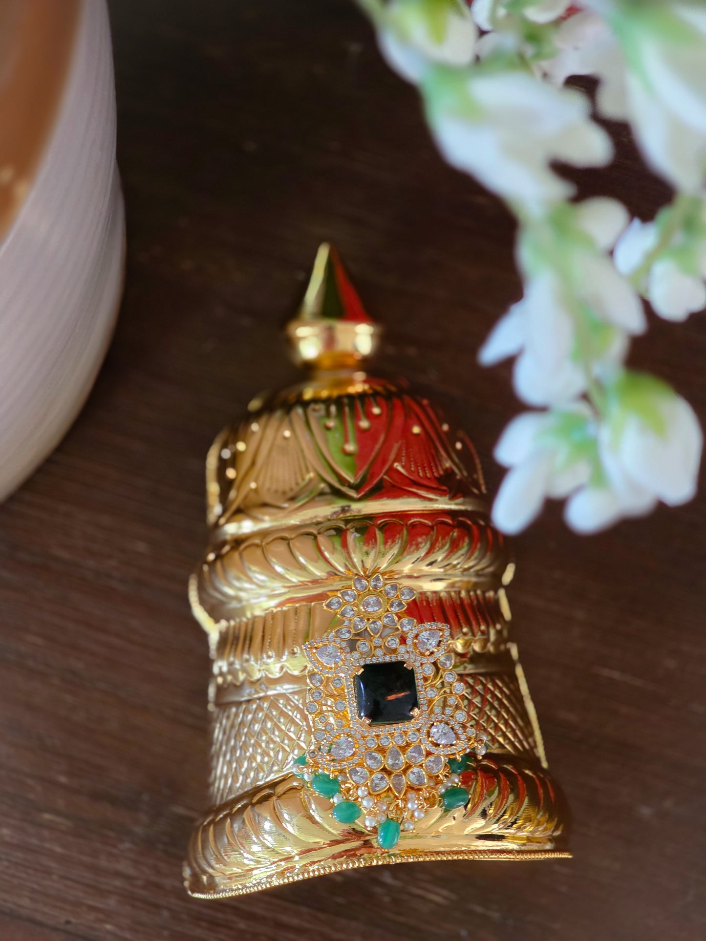Swarna Marakatham – Gold and Emerald-Inspired Crown for Deity