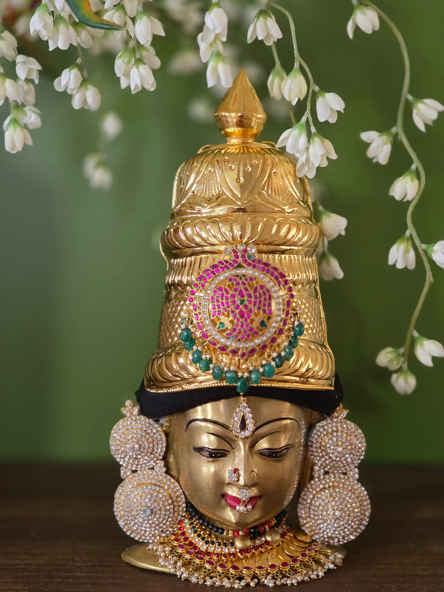 Raja Mukutam - Brass Jadau Crown Set
