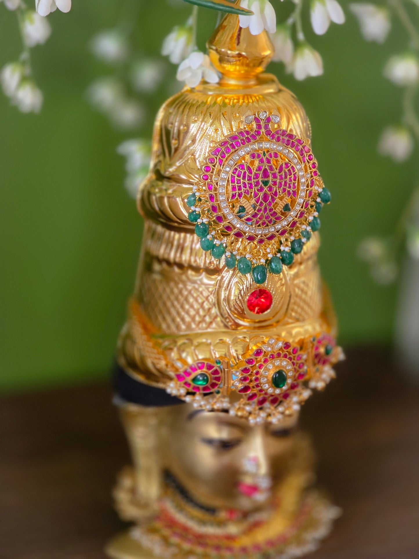 Raja Mukutam - Brass Jadau Crown Set