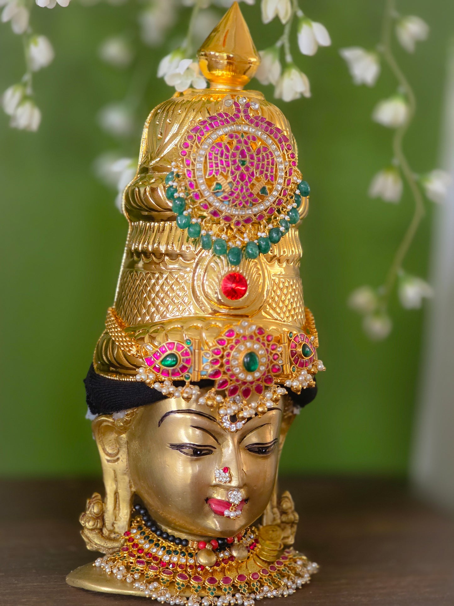 Raja Mukutam - Brass Jadau Crown Set