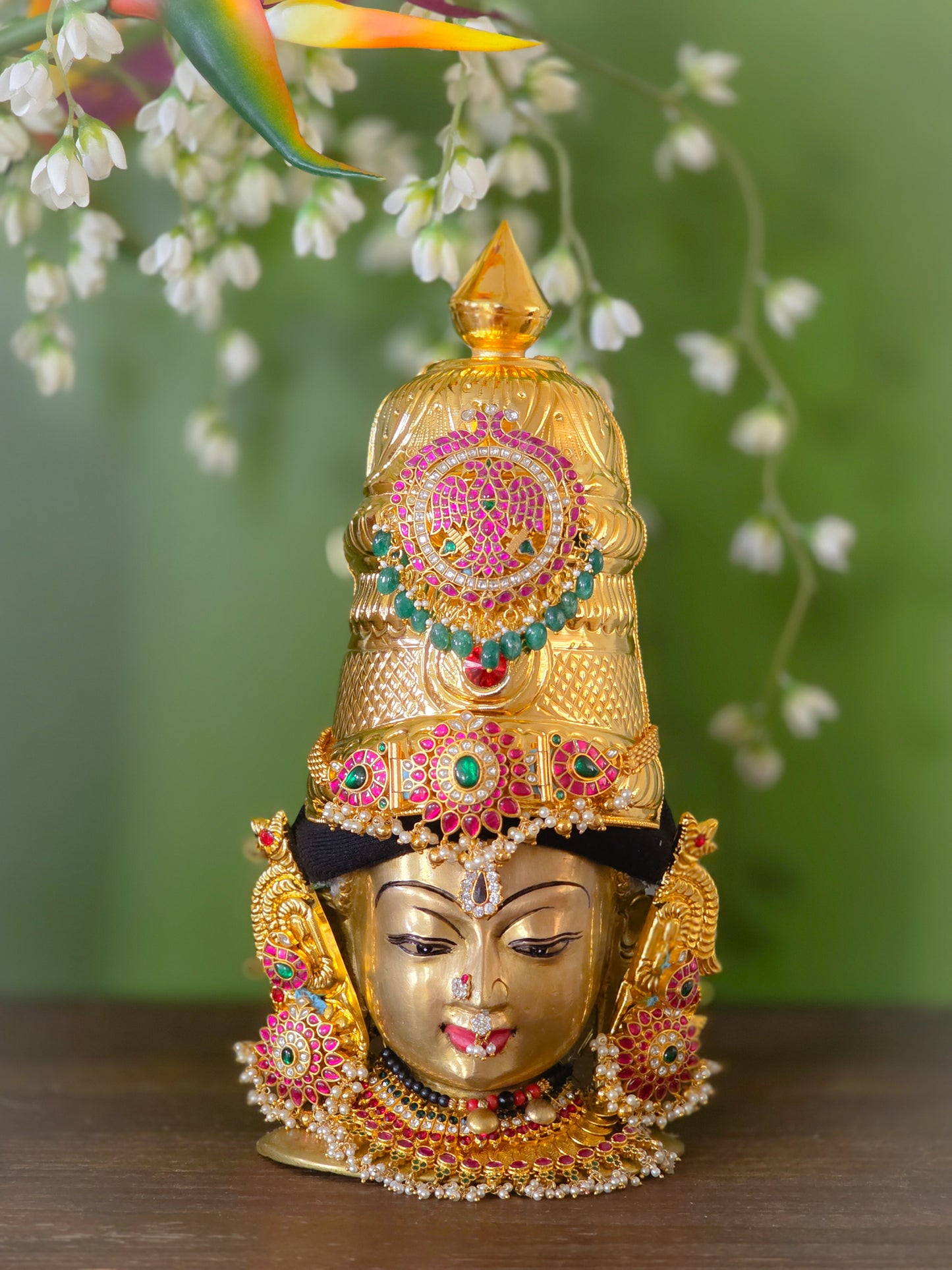 Raja Mukutam - Brass Jadau Crown Set