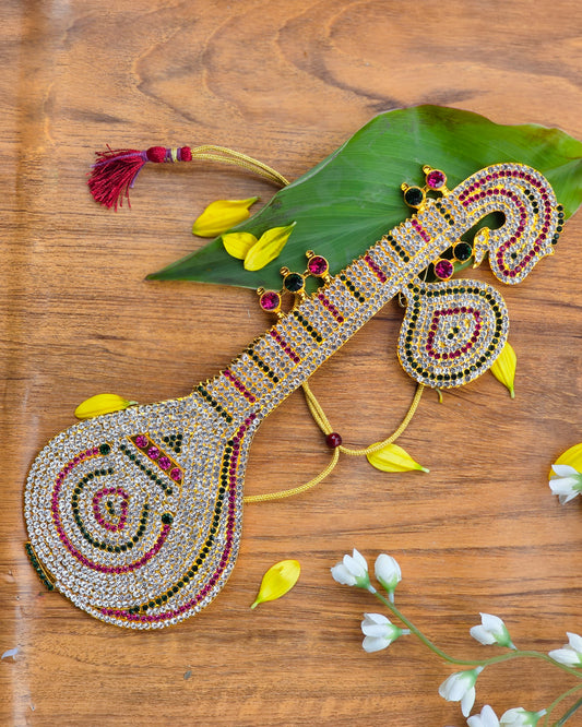 Ratna Veena – Rhinestone-Embellished Decorative Veena