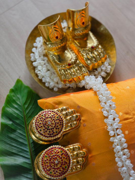 Divya Sparsha – Brass Hastham Paadham with Jadau Studdings
