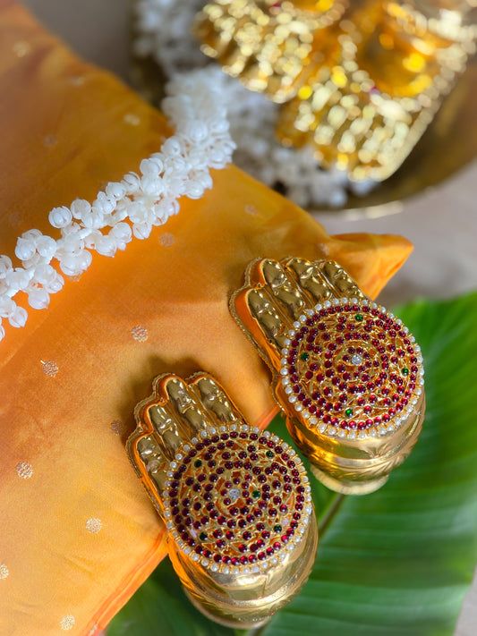 Divya Sparsha – Brass Hastham Paadham with Jadau Studdings