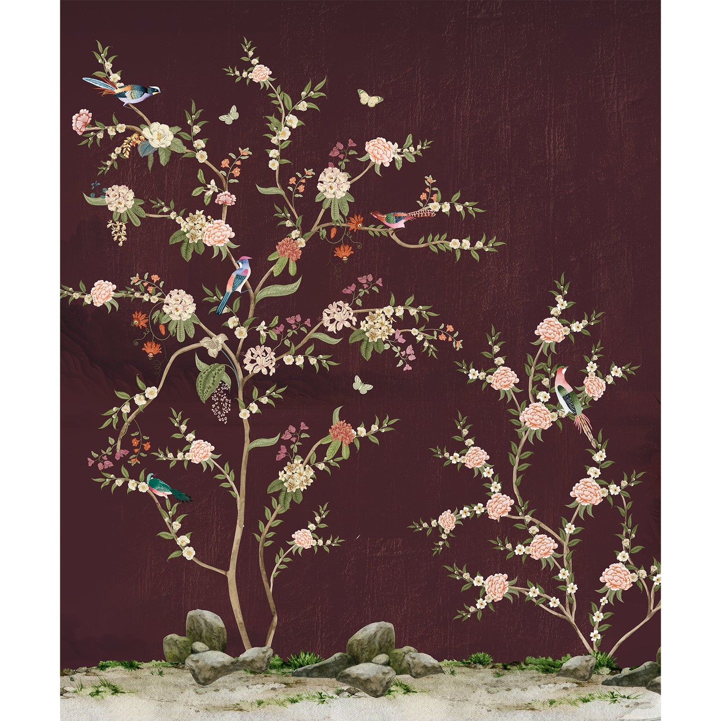Garden Of Tranquility Maroon | Chinoiseries | My Space of Joy