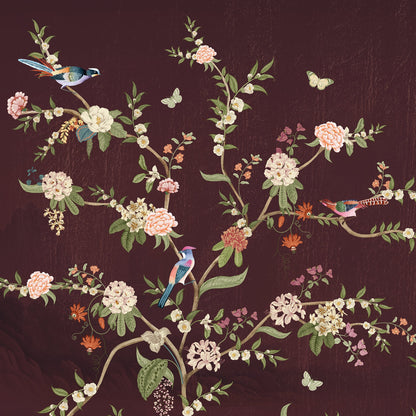 Garden Of Tranquility Maroon | Chinoiseries | My Space of Joy