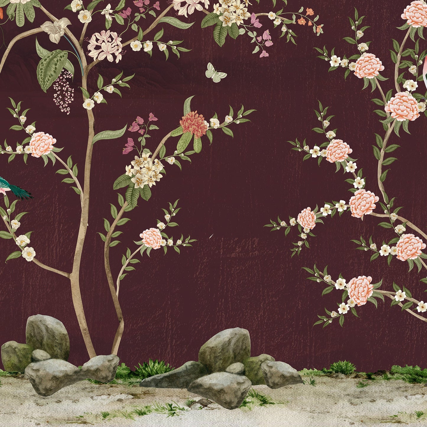 Garden Of Tranquility Maroon | Chinoiseries | My Space of Joy