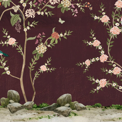 Garden Of Tranquility Maroon | Chinoiseries | My Space of Joy
