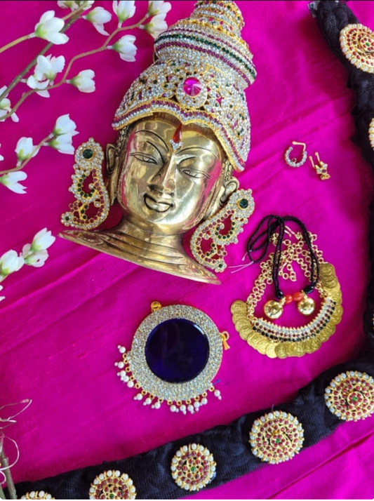 Sri Mukha Alankaram – Brass Ammavaru Face Set