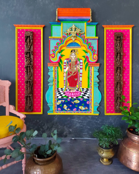 South Indian temple inspired andaal wall panel