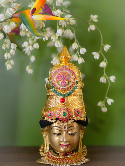 Raja Mukutam - Brass Jadau Crown Set