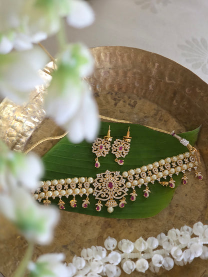 Divya Muthya Chandra – Pearl Headband Choker for Ammavaru