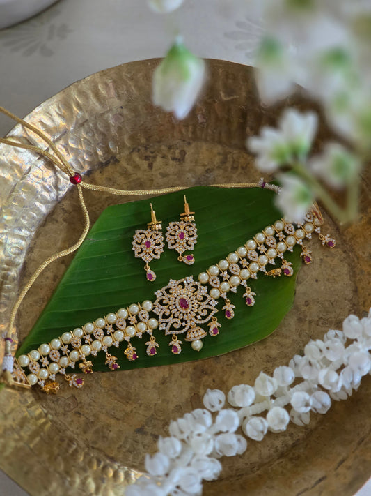 Divya Muthya Chandra – Pearl Headband Choker for Ammavaru